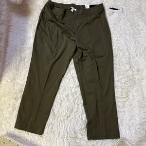Nine West Stretch Trouser ankle Pants olive Green XL
